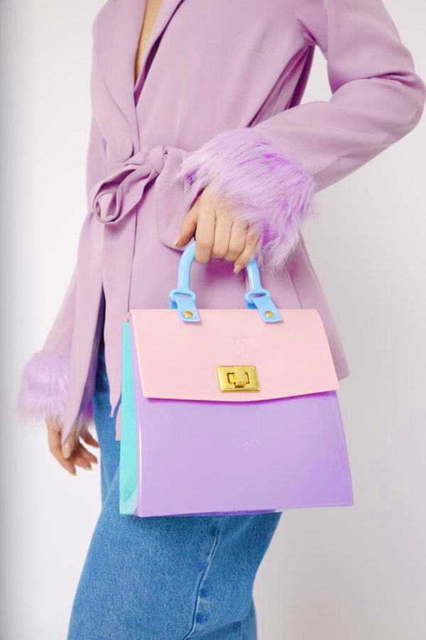 Gabby in Pink/Lilac-Turquoise Vinyl Crossbody