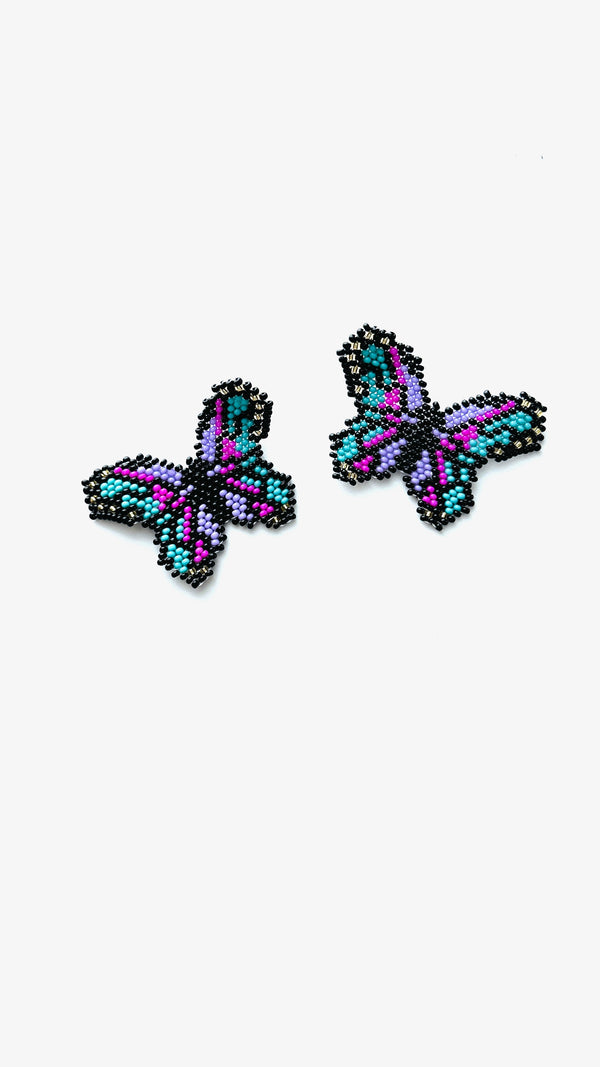Beaded Turquoise Butterfly Earrings