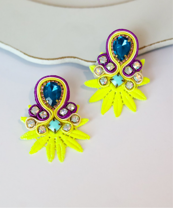Bright Blossom Yellow Soutache Earrings