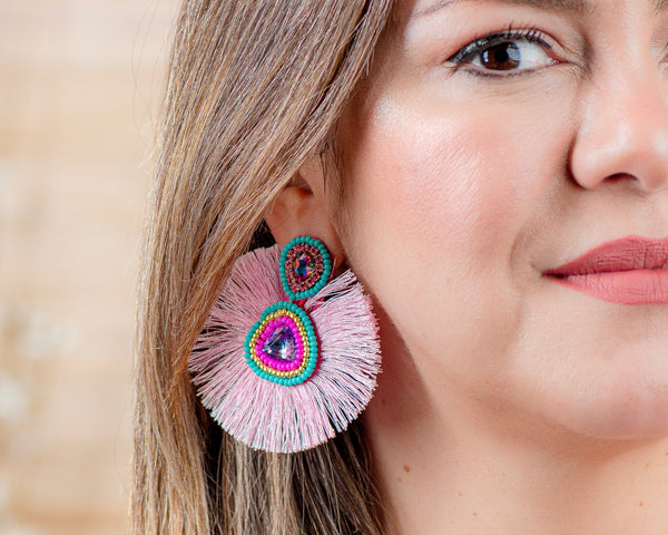 Brielle Pink Tassel Earrings