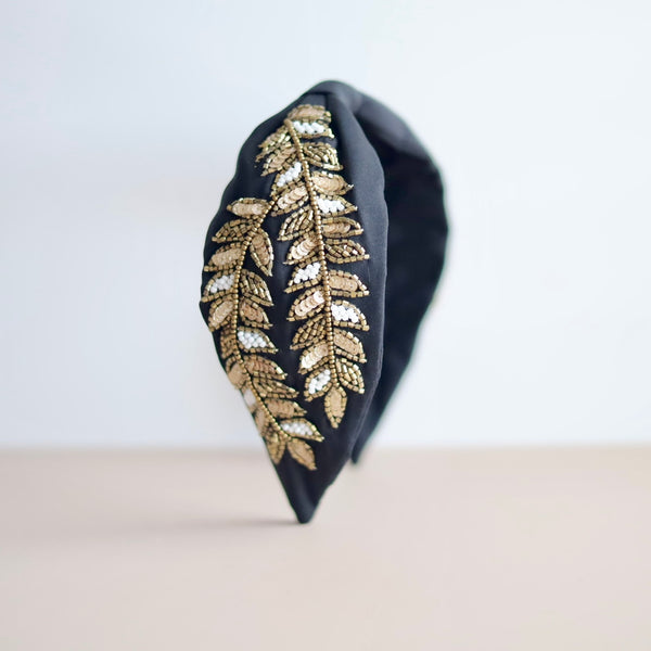 Radiant Leaves Black Adjustable Headband