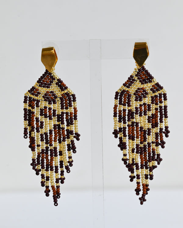 Leopard Brown Fringe Earrings