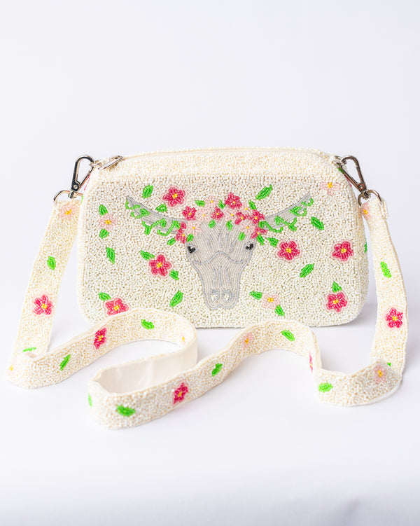 Flowered Cowgirl White Crossbody Bag