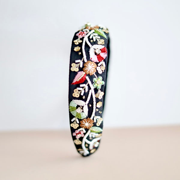 Enchanted Garden Black Mini Headband