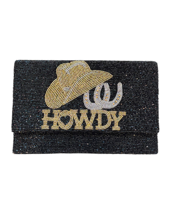 Howdy Black Gold Clutch Crossbody Bag