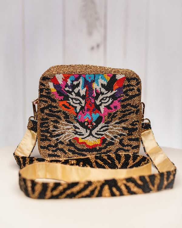 Tiger Gold Beaded Bag