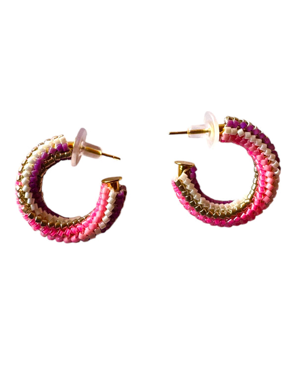 Twisted Fuchsia Miyuki Hoops