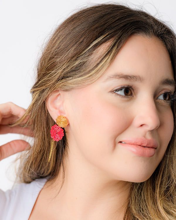 Carolina Miyuki Red Earrings