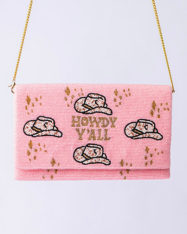 Howdy Yall Pink Clutch Crossbody Bag