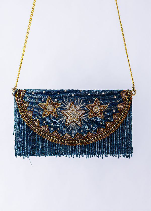 Super Star Fringe Denim Crossbody Bag