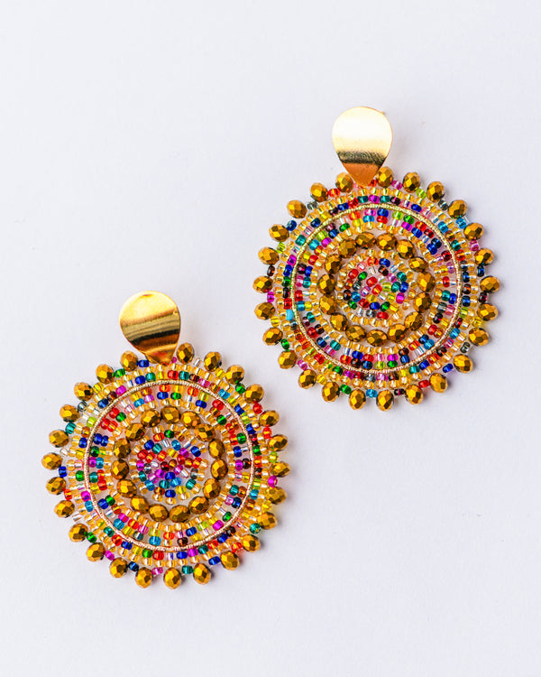 Maxi Kelly Gold Multi Iridescent Earrings