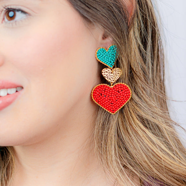 Heart on a string Red Earrings