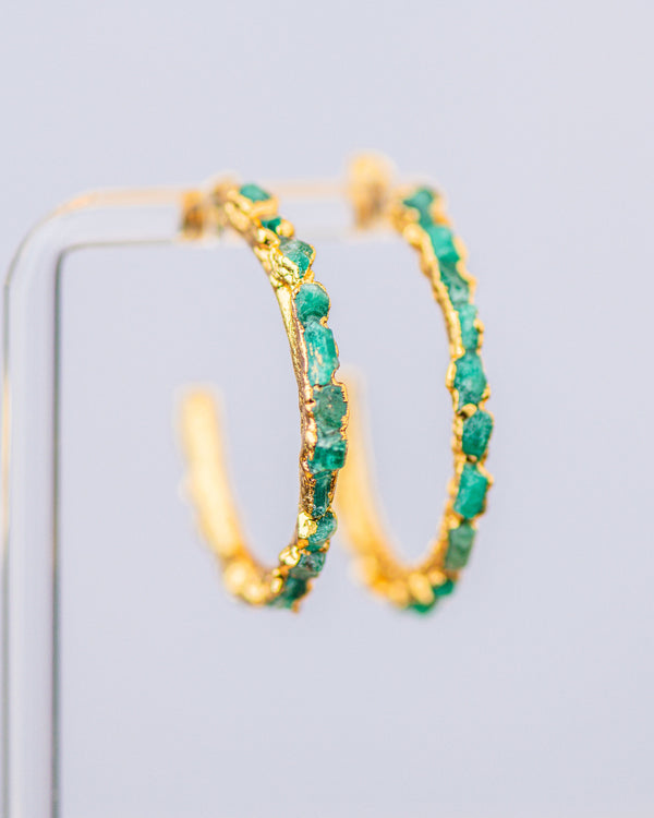 Emerald Gems Maxi Hoop Earrings