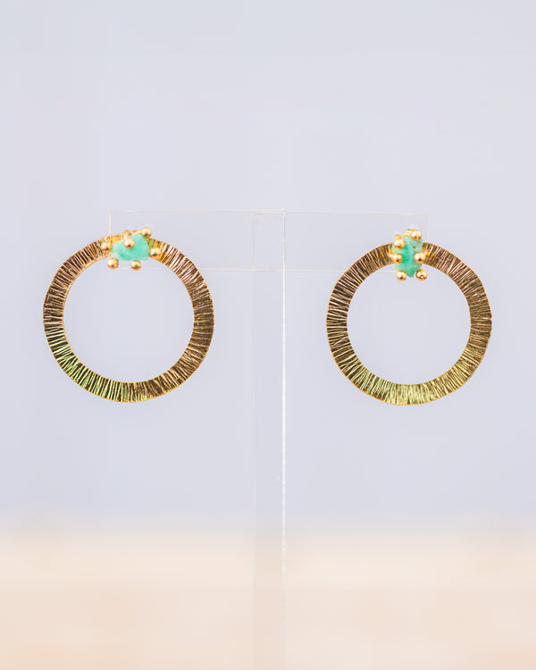Emerald Circular Earrings