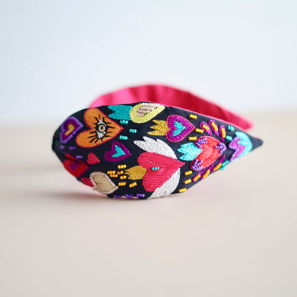 Heartfelt Eyes Black Adjustable Headband