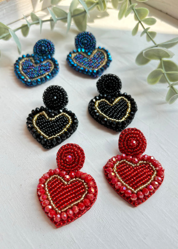 Touch my heart Studs Black