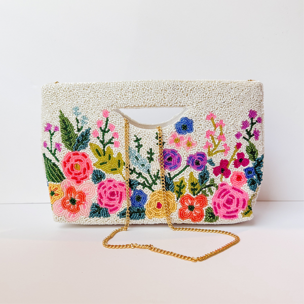 Garden Dreams White Basket Crossbody Bag