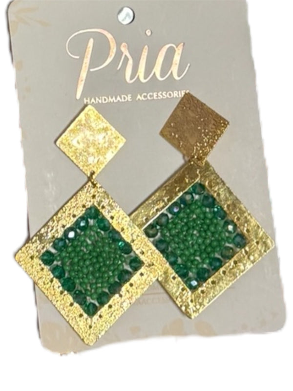 Diamond Maxi Green Earrings