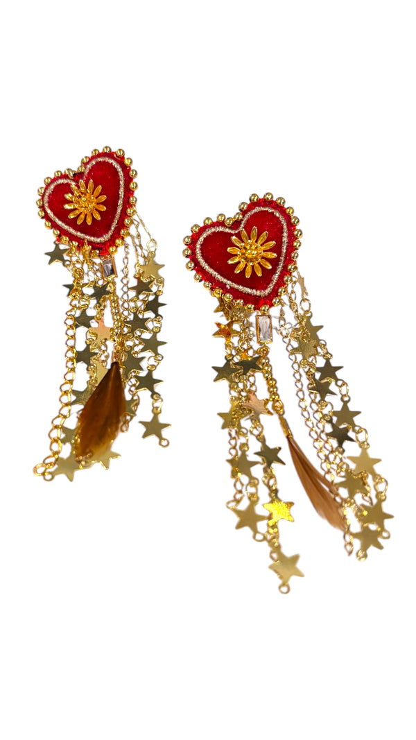 Corazoncito Dangling Stars Red Earrings