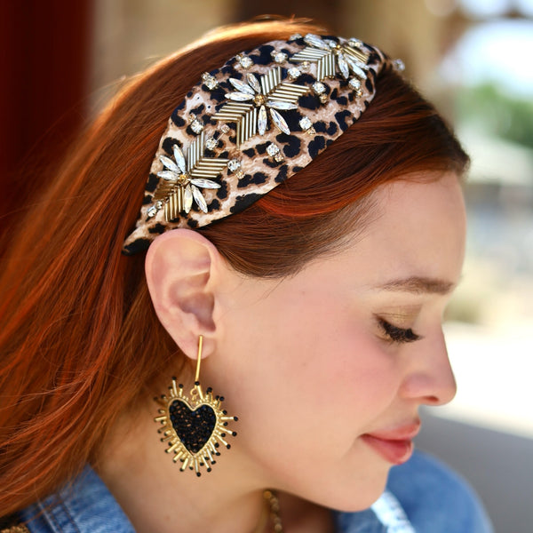 Brown Leopard Jewels Adjustable Headband