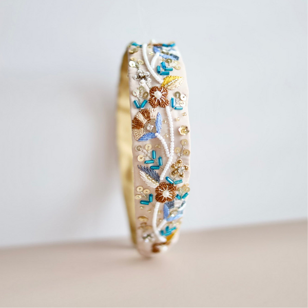 Enchanted Garden Beige Mini Headband