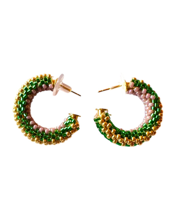 Twisted Green Miyuki Hoops