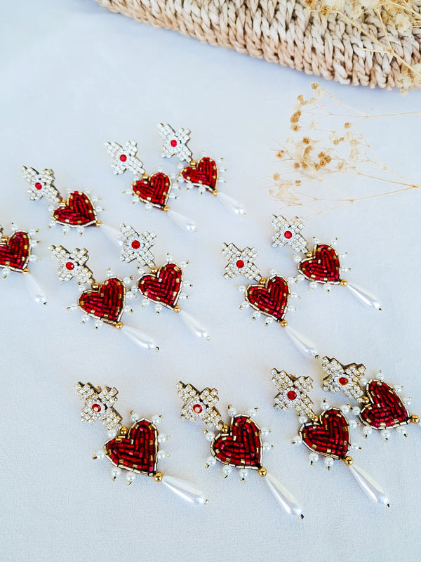 Heart on a Pearl Earrings