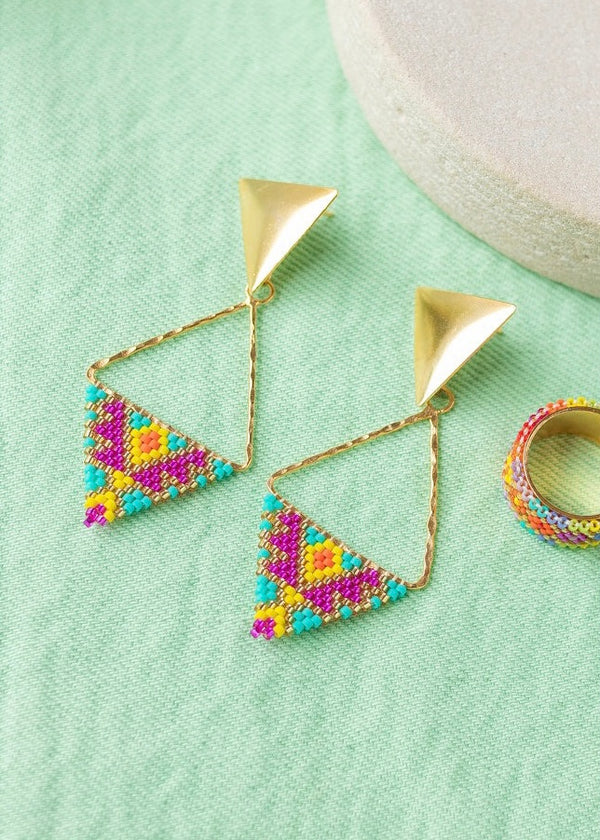 Stylish Triangle Multi Miyuki Earrings