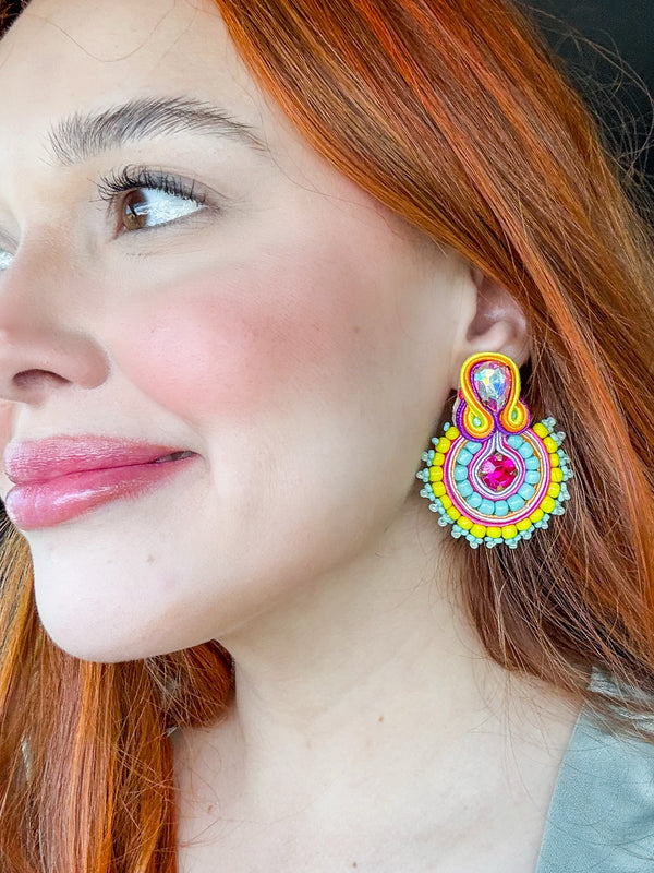 Sussana Yellow Soutache Earrings