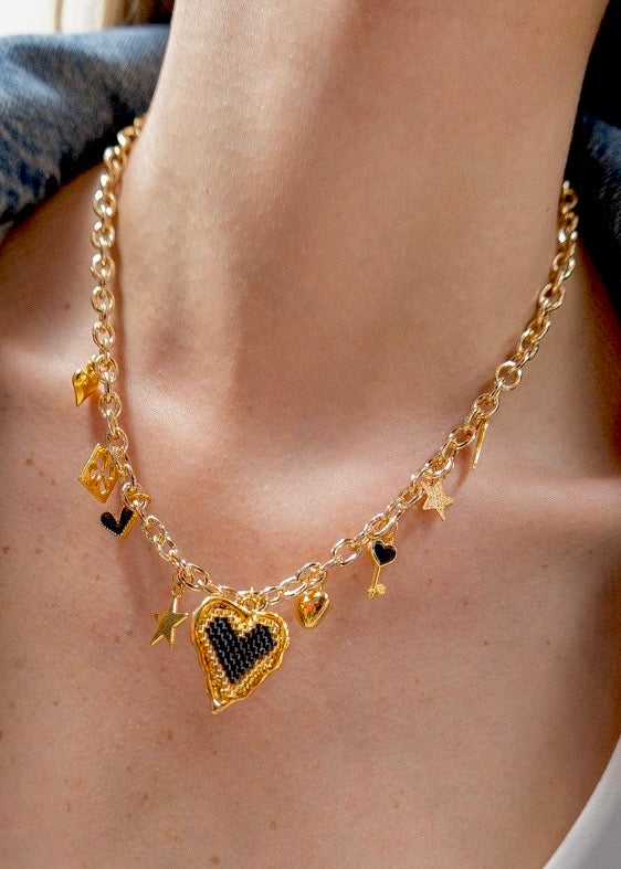 Charm Black Heart Necklace