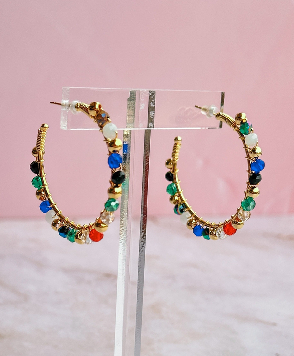 Murano Blue Red Multi Hoops