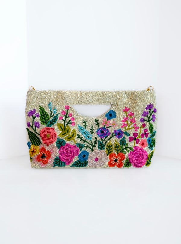 Jumping into Spring Floral Basket Crossbody Bag