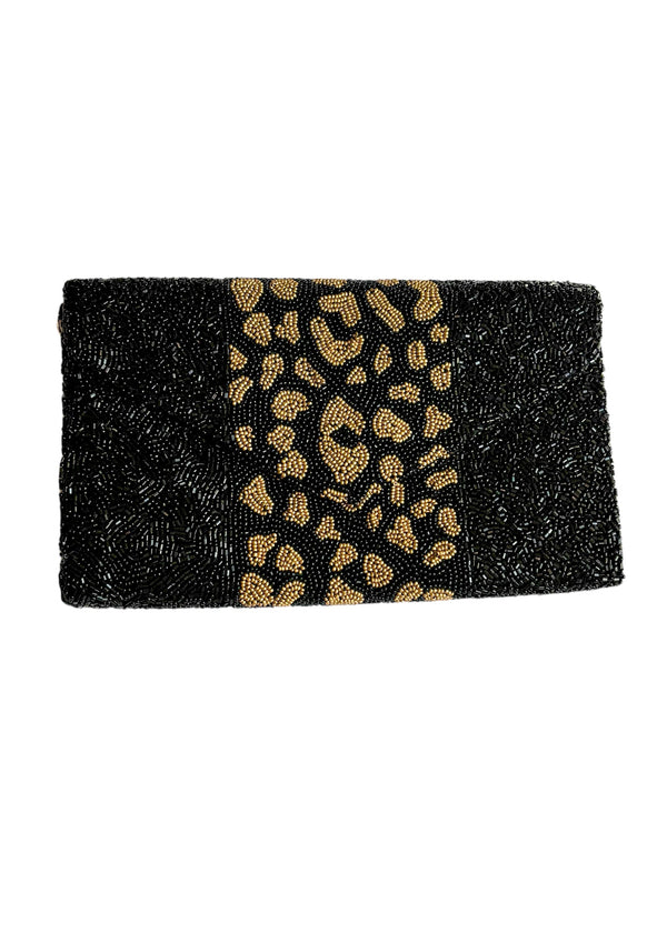 Black Leopard Clutch