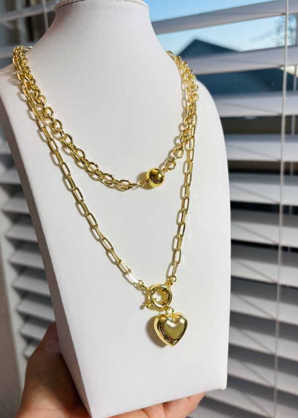 Double Dot and Heart Gold-Plated Necklace