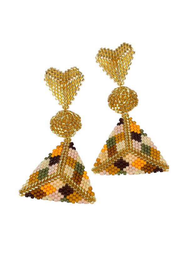 3D Triangle Heartfelt Miyuki Red Earrings