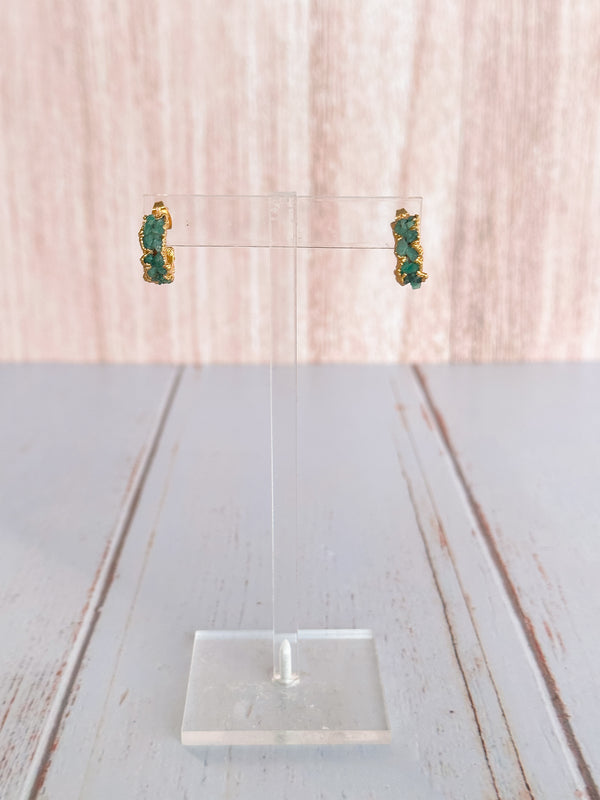 Emerald Gems Mini Hoop Earrings