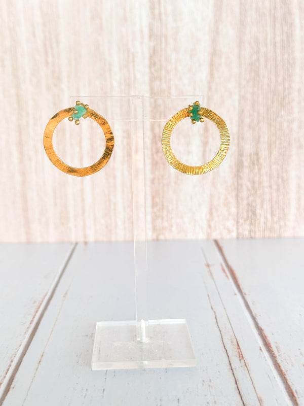 Emerald Circular Earrings