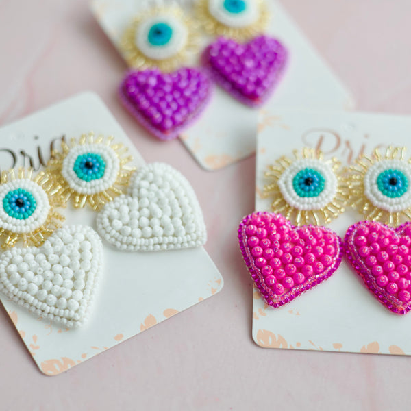 Eye Heart Beaded Earrings