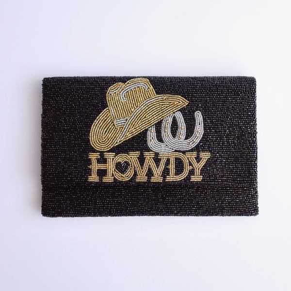 Howdy Black Gold Clutch Crossbody Bag