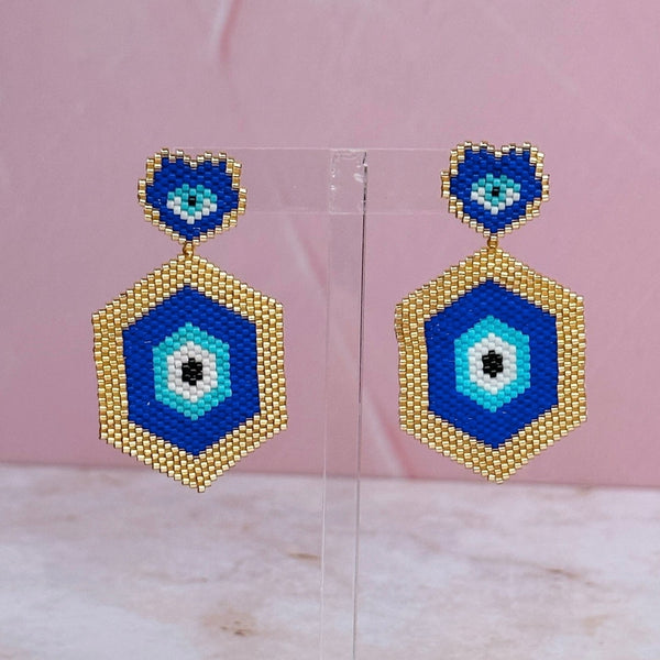 Hexagon Eye Miyuki Earrings
