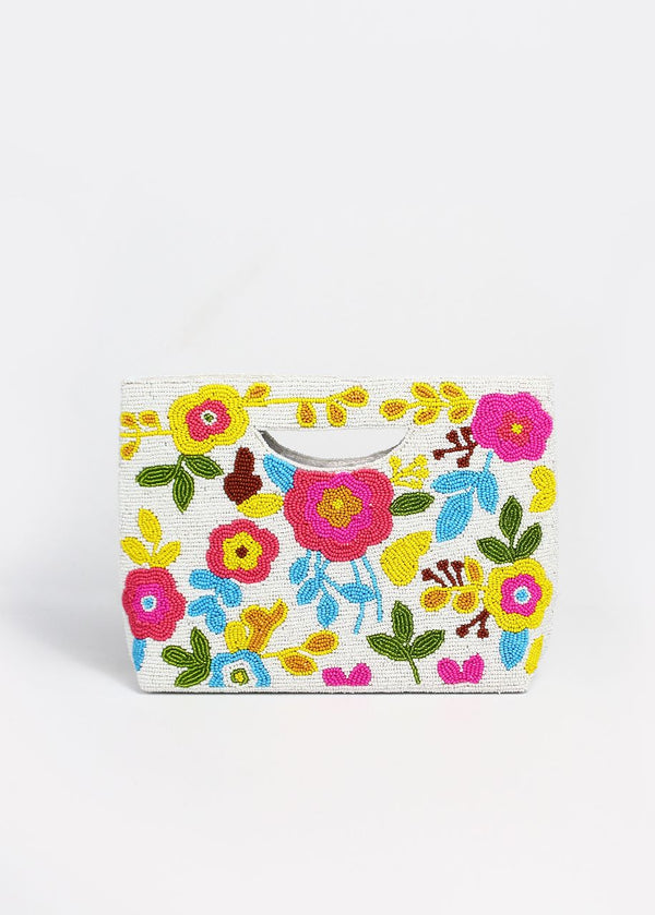 Spring Flower Basket Beaded Bag