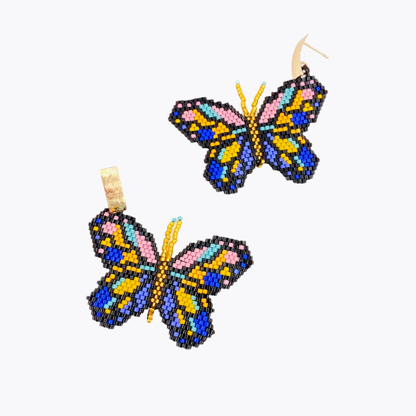 Miyuki Butterflies Black Earrings